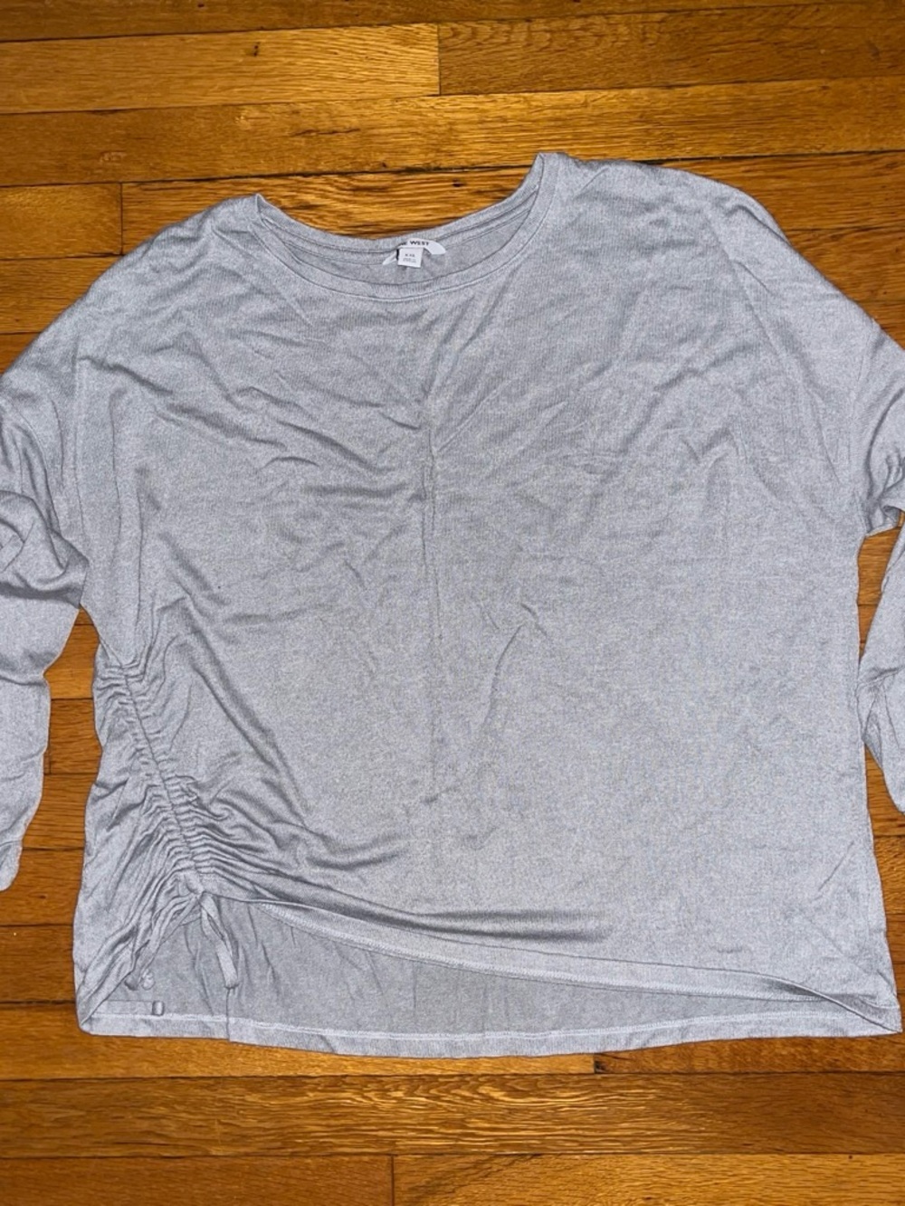 Nine West Heather Gray Long Sleeve Ruched Side Top